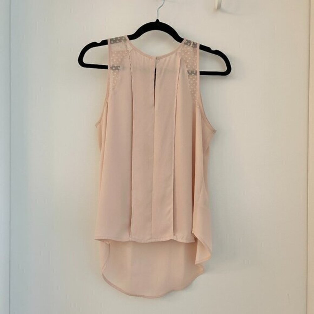 Anthropologie Maeve Blush Pink Swiss Dot Hi Lo Sleeveless Blouse Size 2
